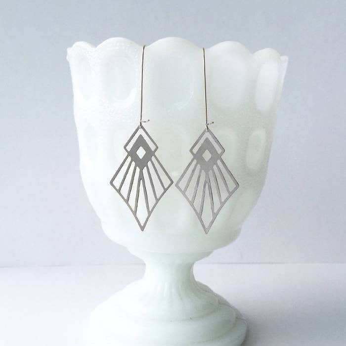 Art Deco Diamond Earrings Silver
