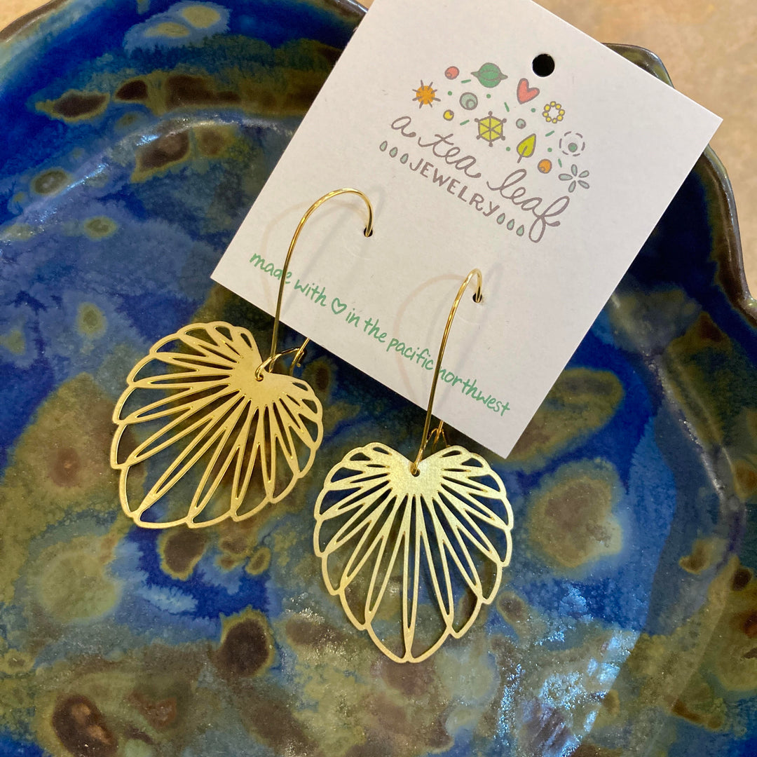 Art Nouveau Leaf Earrings Gold