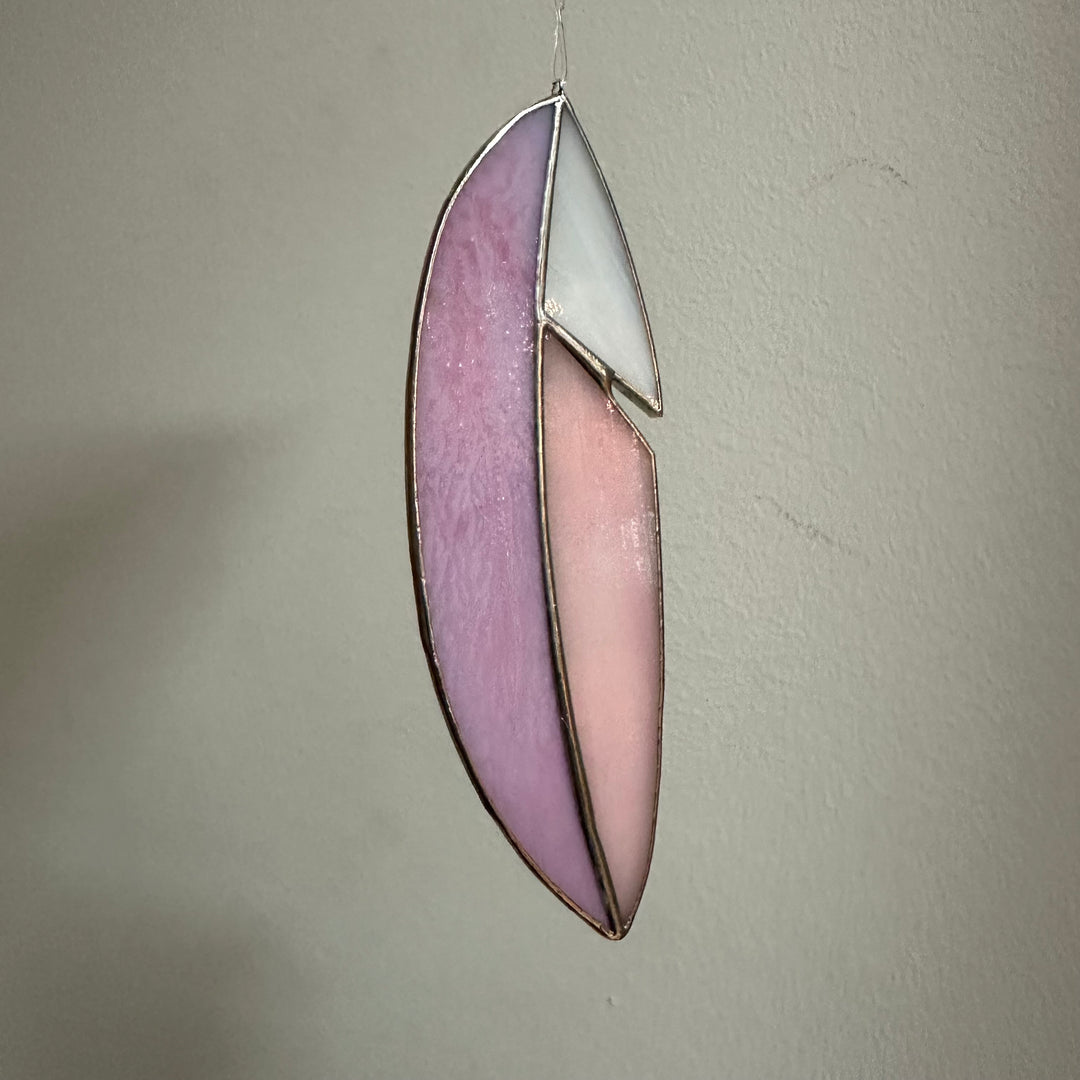 Stained Glass Feather Pink