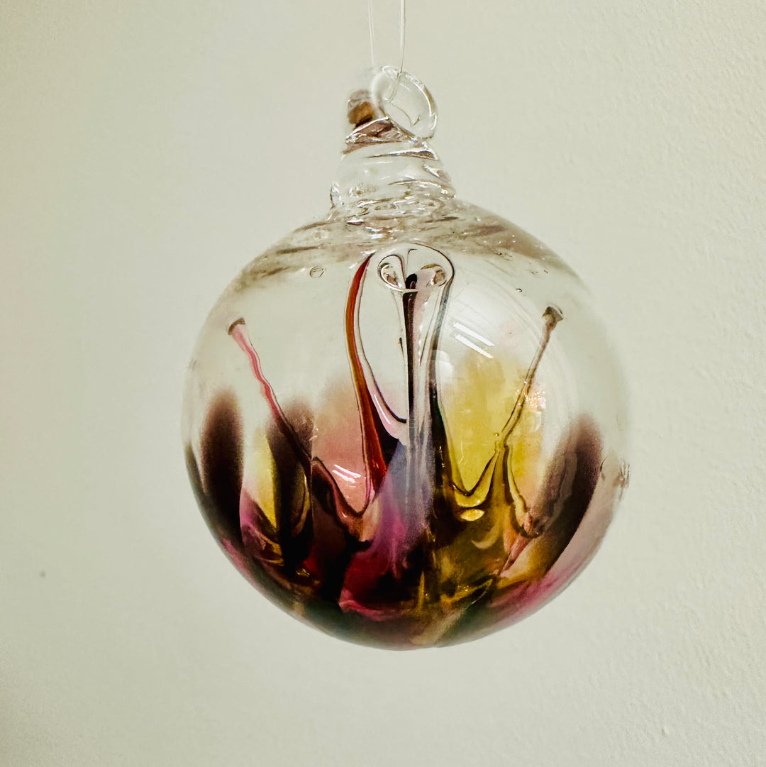 Mini Wish Ornament 3" - Orange & Maroon