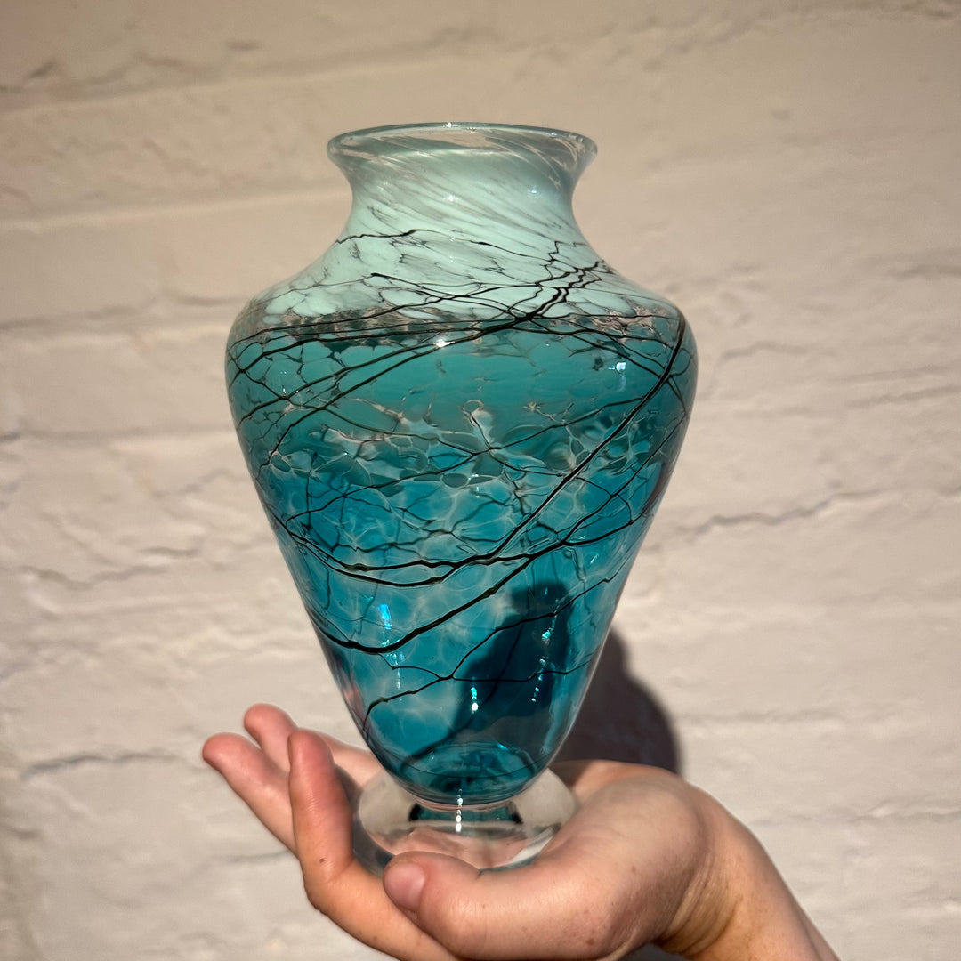 Lightning Vase Aqua Tall Urn
