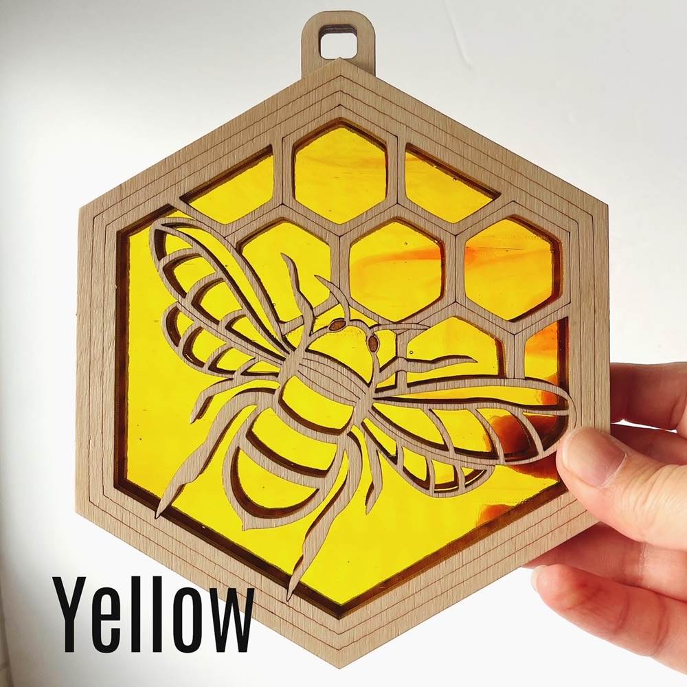 Suncatcher Honey Bee with Yellow Glass