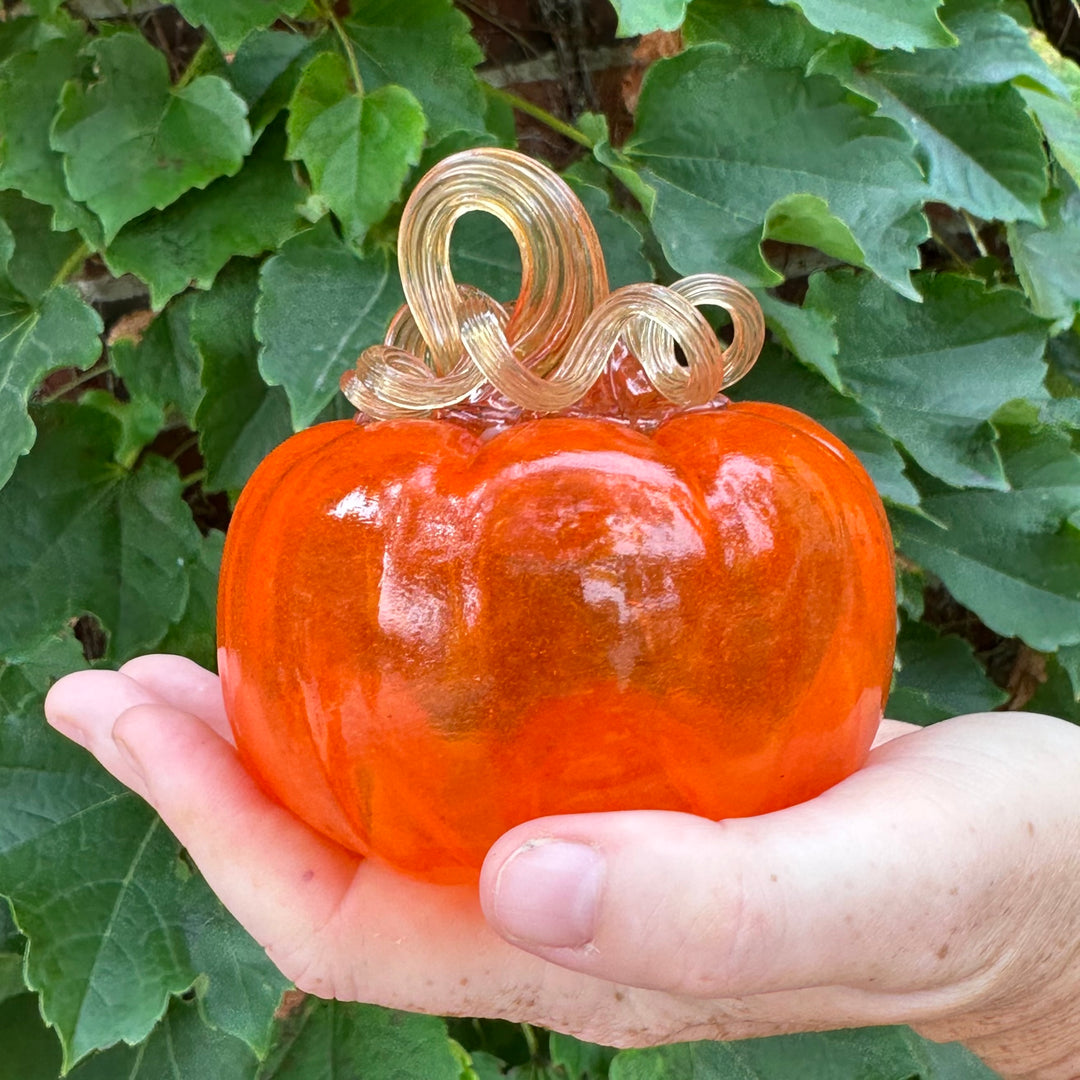 Small Orange Glass Pumpkin