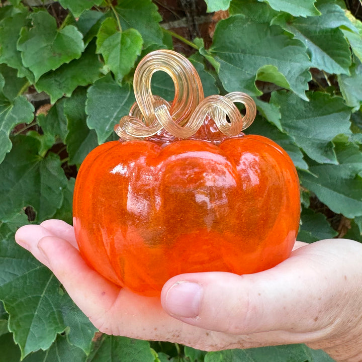 Small Orange Glass Pumpkin