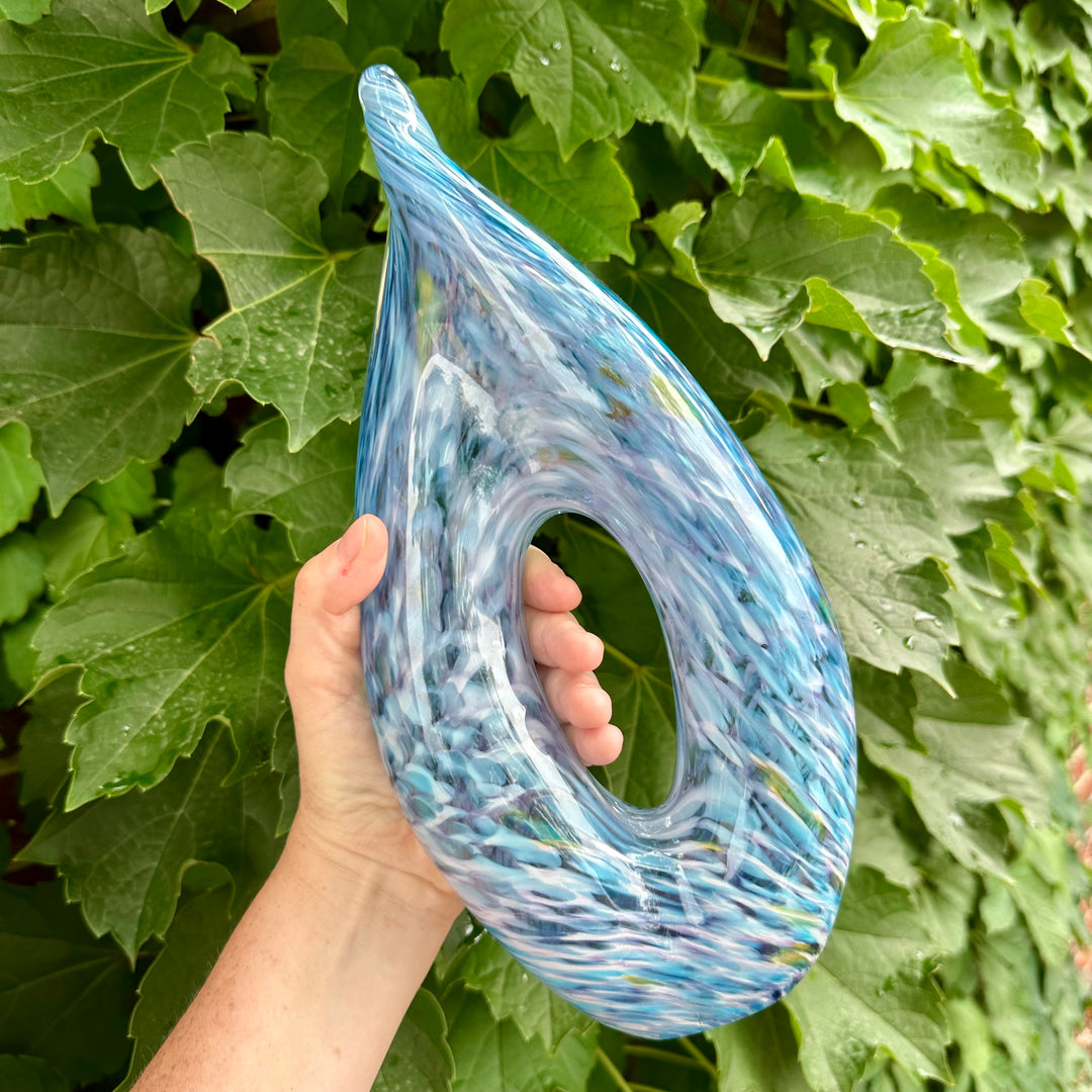 Glass Infinity Sculpture Light Blue