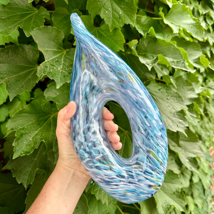 Glass Infinity Sculpture Light Blue