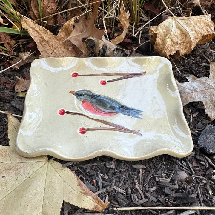 Wavy Bird Soap Dish Old Gold