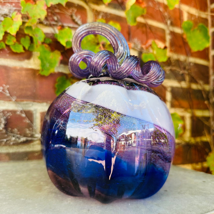 Glass Pumpkin Extra Large with Purple Dichro
