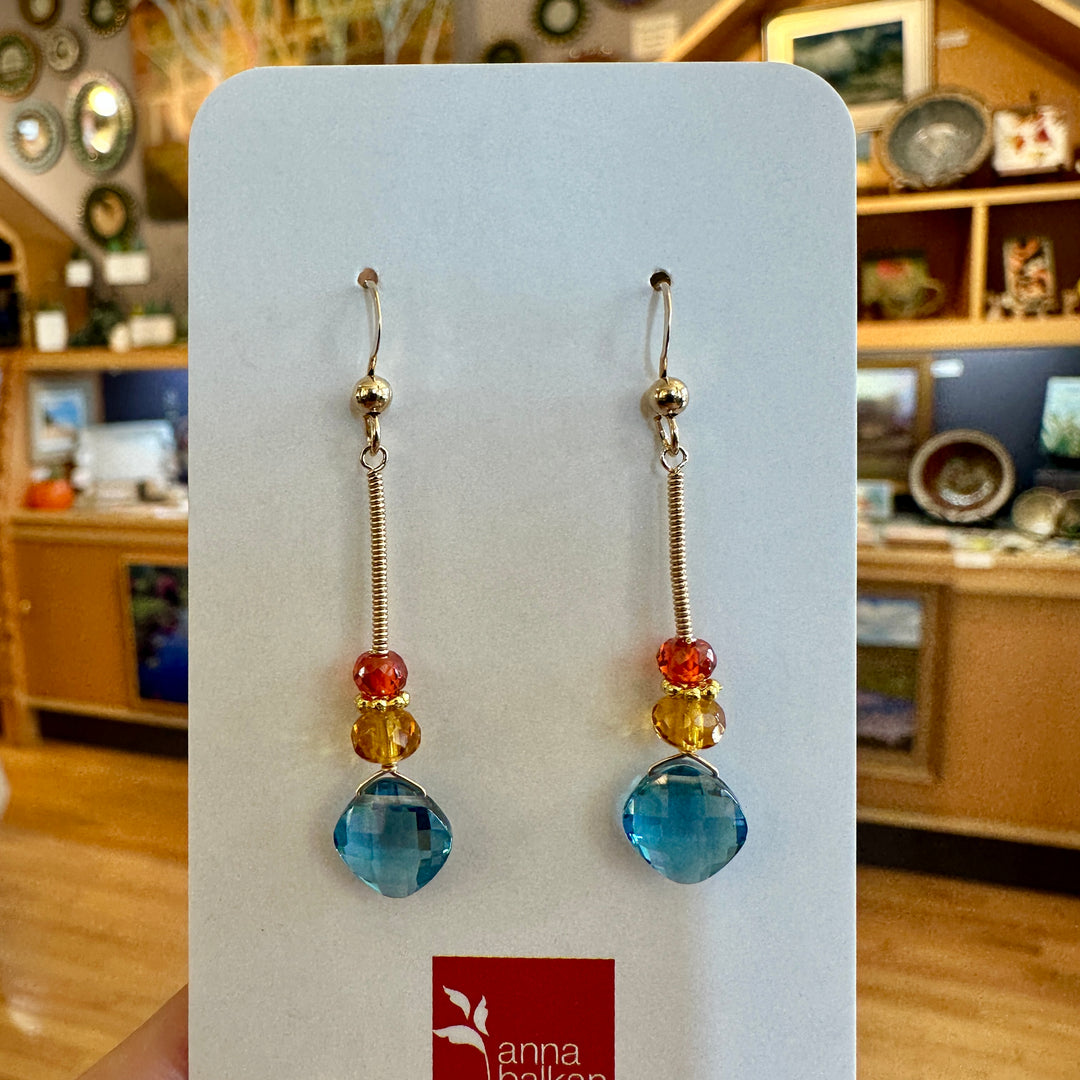 Wrapped Stick Gemstone Earrings Spinele