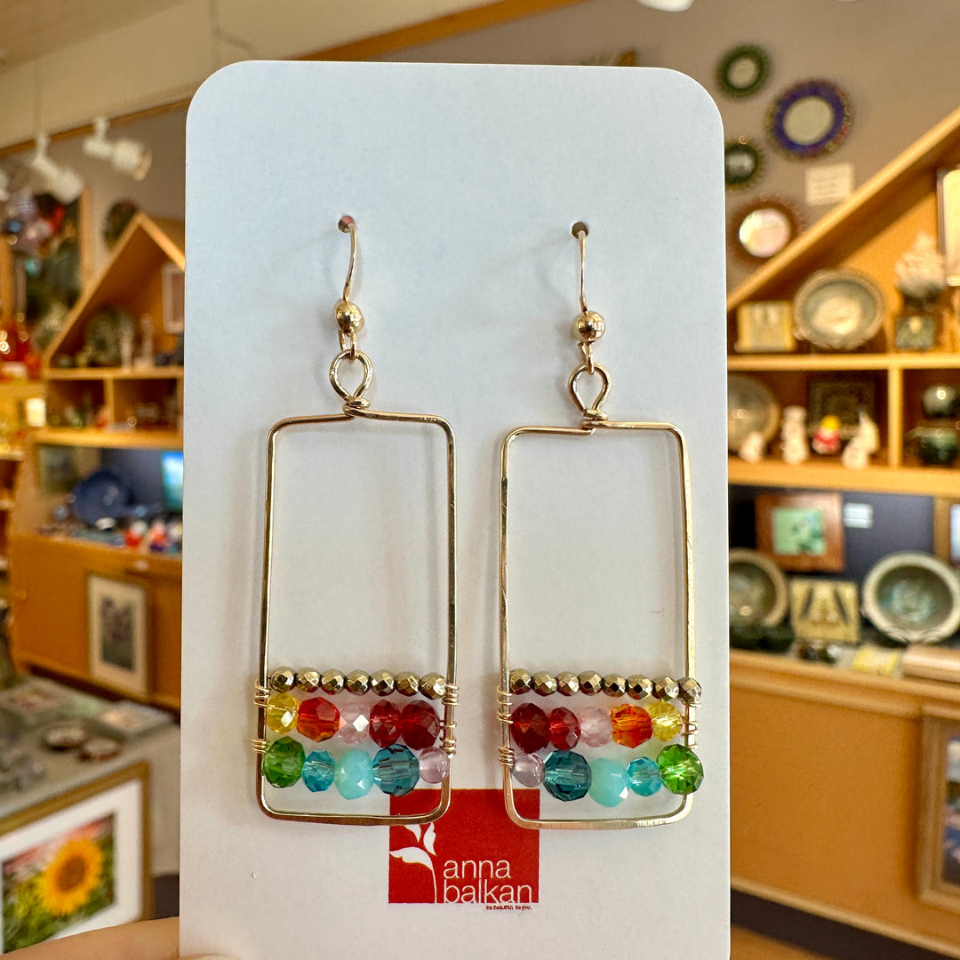 Framed Horizontal Lines Square Hoops