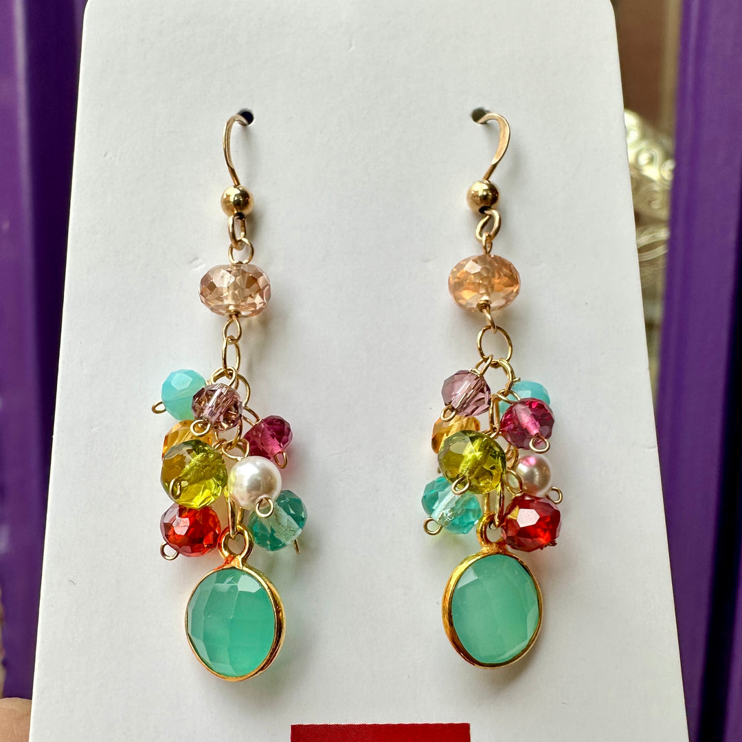 Misha Circle Drop Earrings Chalcedony