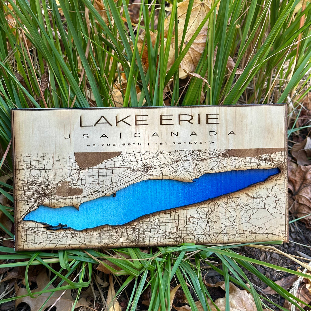 Lake Erie Map Small Shades of Blue