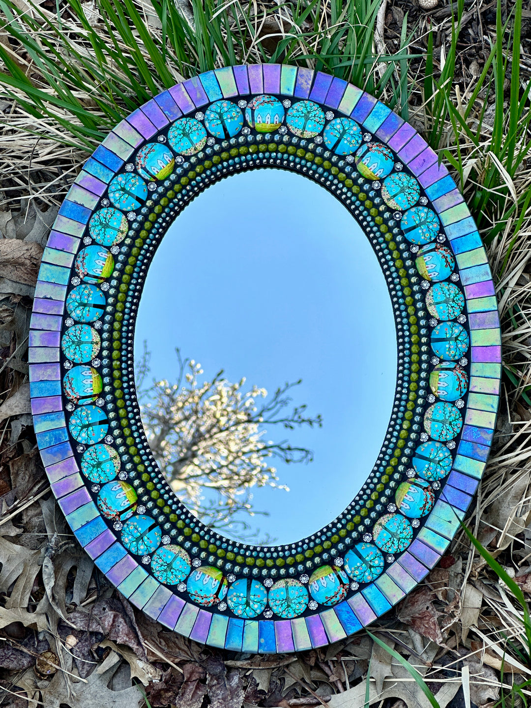 Oval Mirror Teal Grey Bodhi