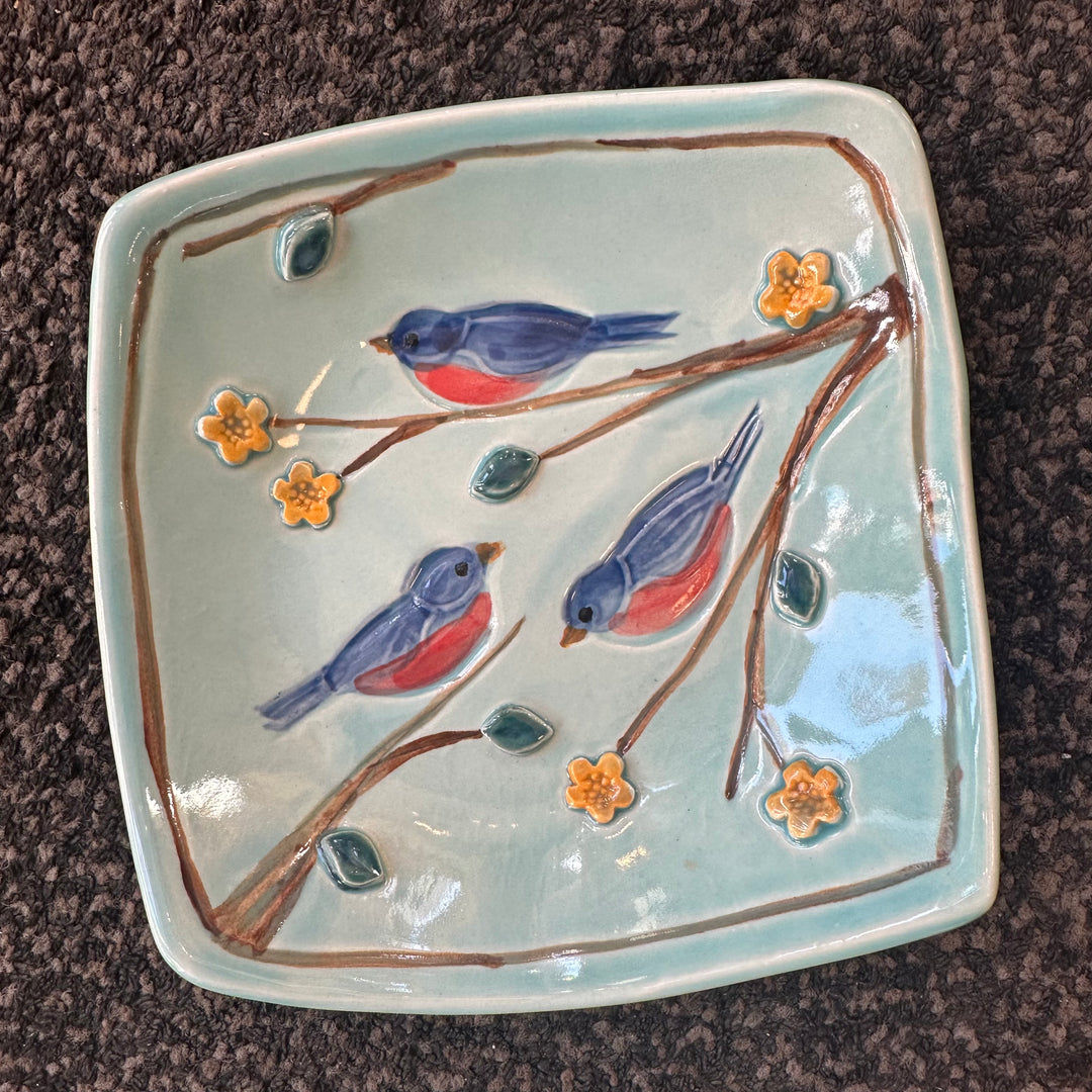 Squared Bluebird Bowl + Sprigs Light Turquoise