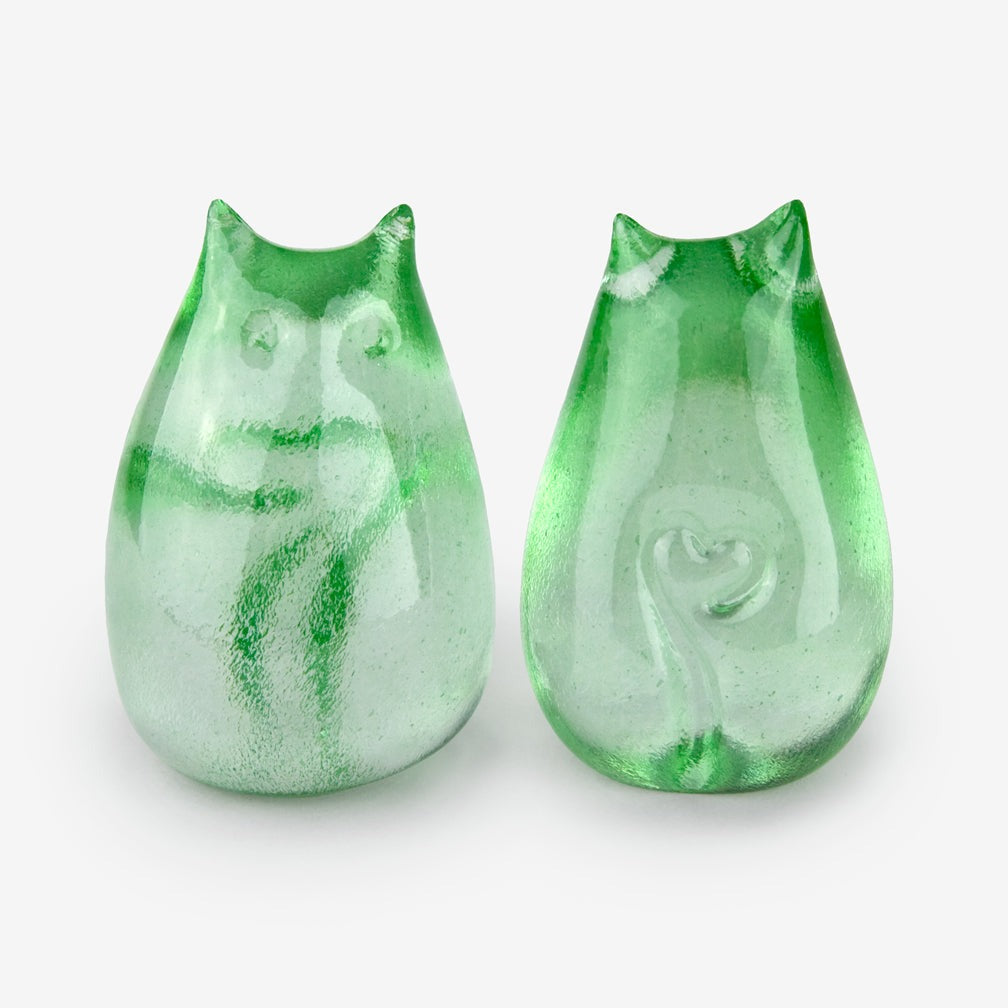 Celadon Colored Glass Love Cat