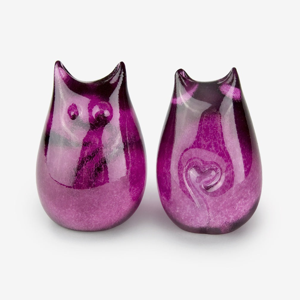 Orchid Colored Glass Love Cat
