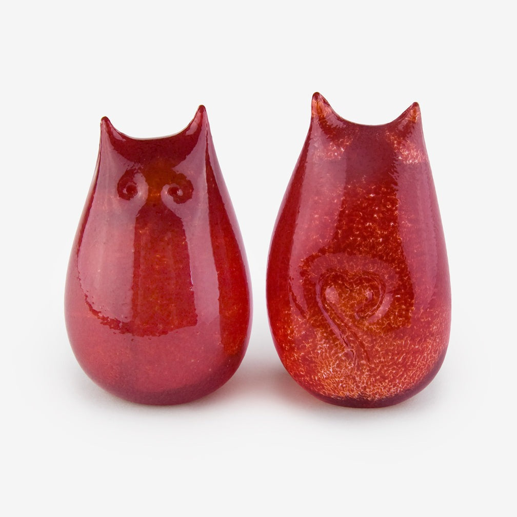 Scarlet Colored Glass Love Cat