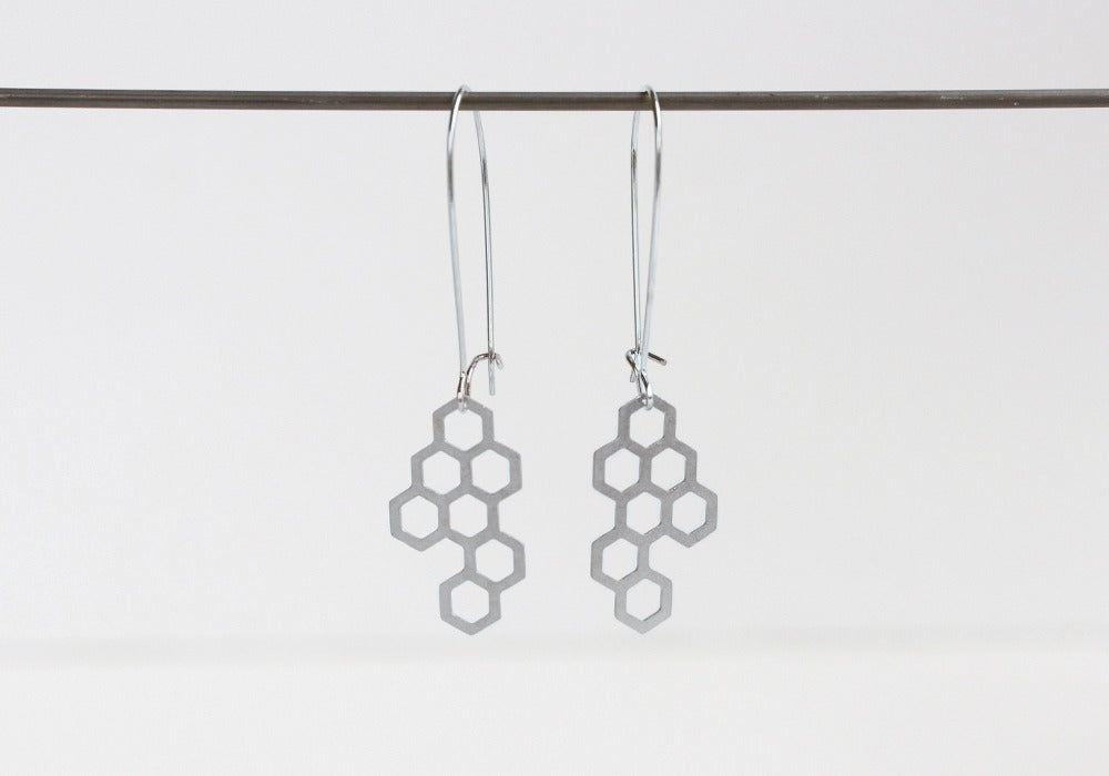 Honeycomb Earrings Small Silver