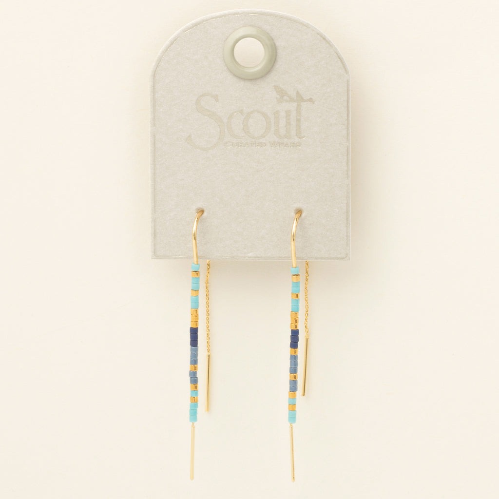 Chromacolor Miyuki Thread Earrings Cobalt Multi + Gold