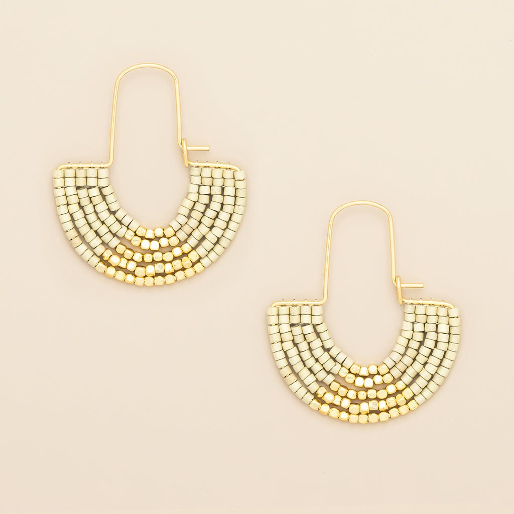 Chromacolor Miyuki U-Hoop Earrings Cream + Gold