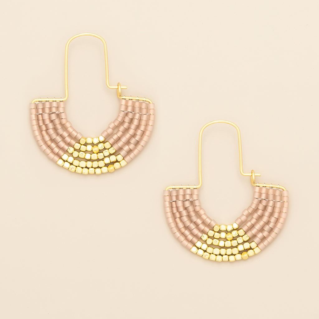 Chromacolor Miyuki U-Hoop Earrings Blush + Gold