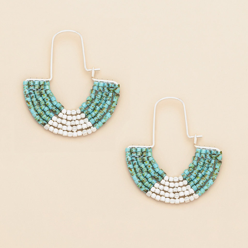 Chromacolor Miyuki U-Hoop Earrings Speckled Turquoise + Silver