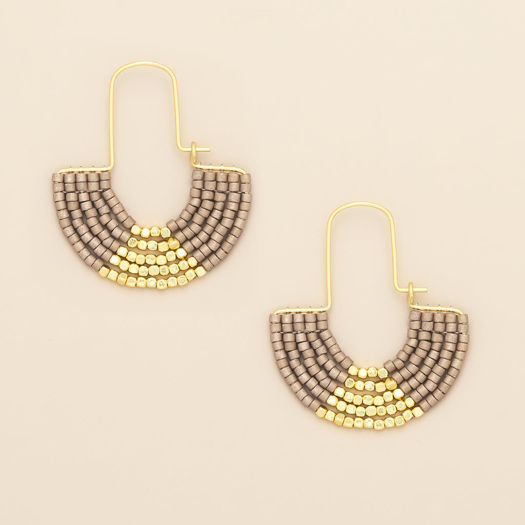 Chromacolor Miyuki U-Hoop Earrings Pewter + Gold