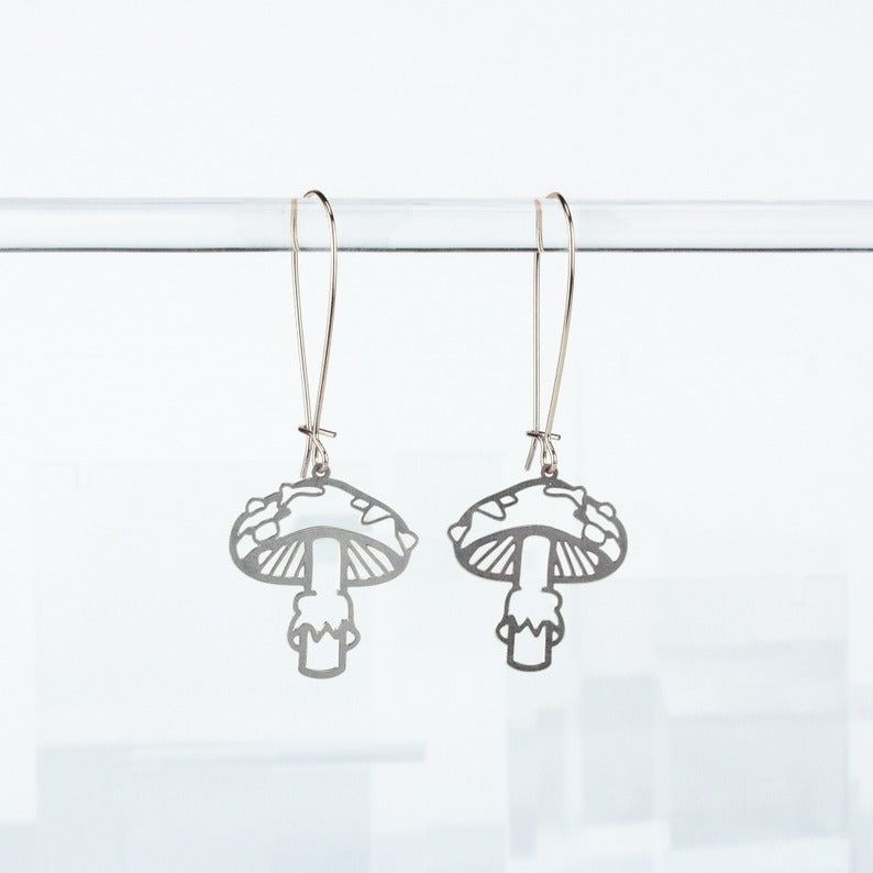 Mushroom Earrings Silver