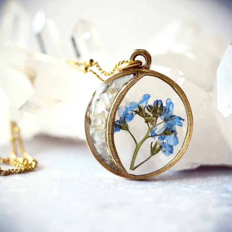 Pressed Flower Moon Necklace