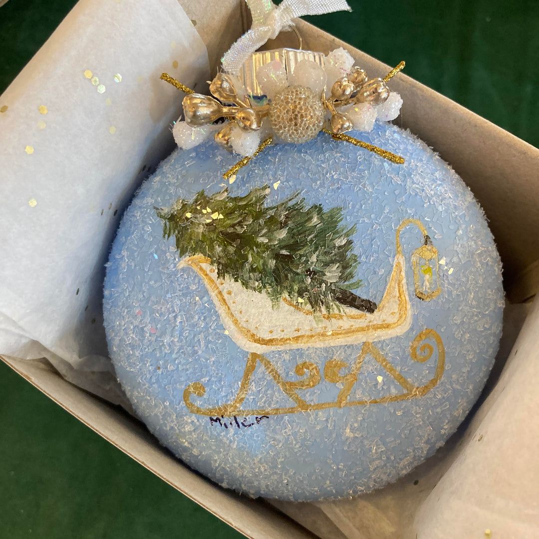 Hand-Painted Sleigh Ornament