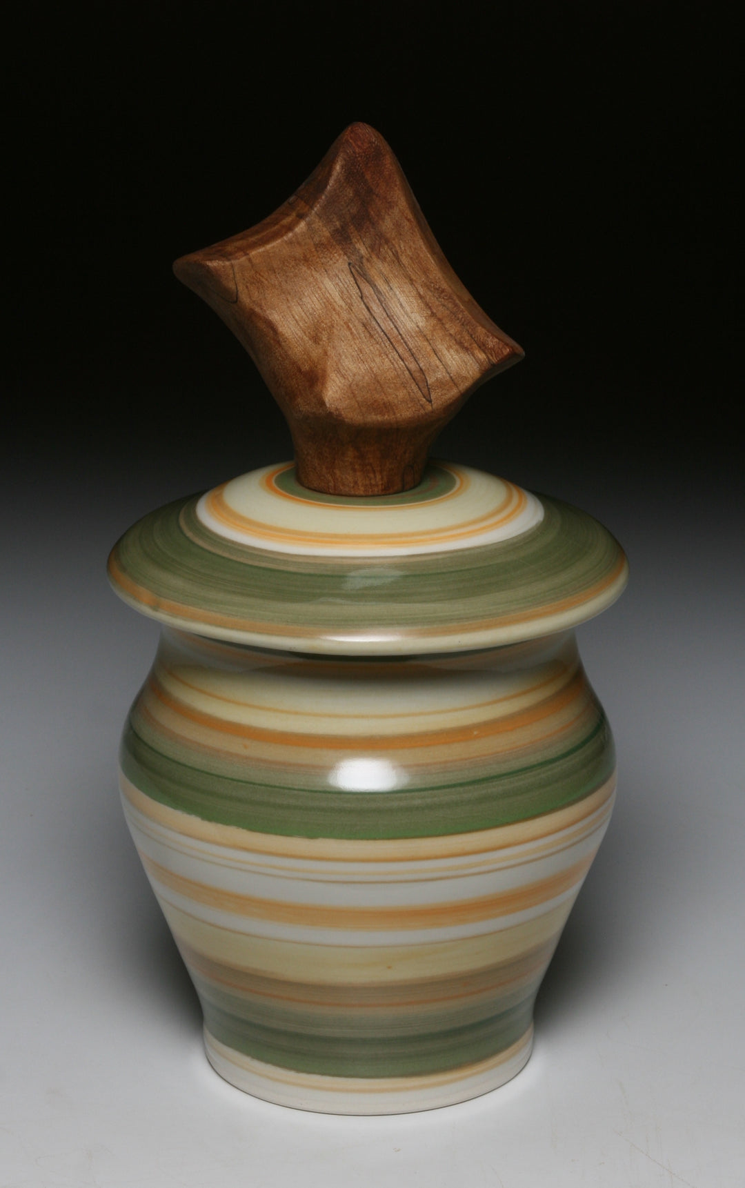 Olive Green Band Pashaco Handle Jar