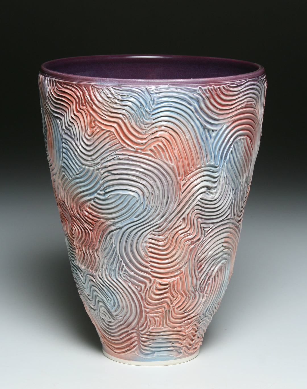 Tall Combed Red + Blue Bowl