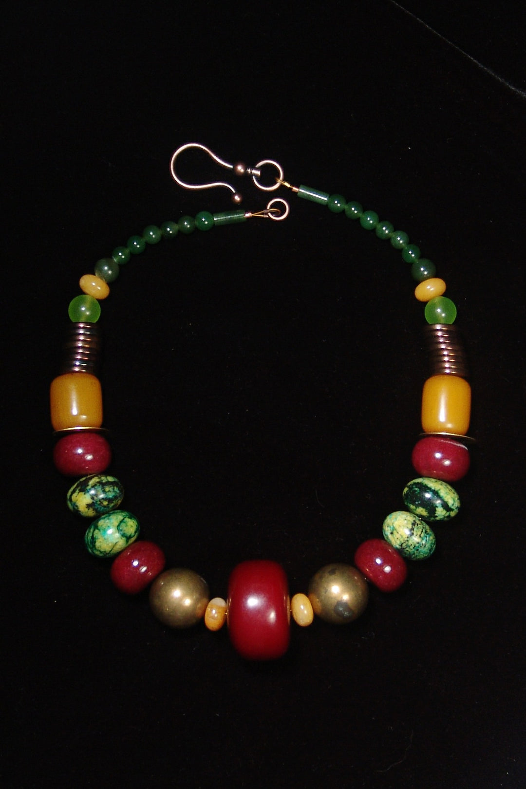 Coral + Green Agate Neckalce