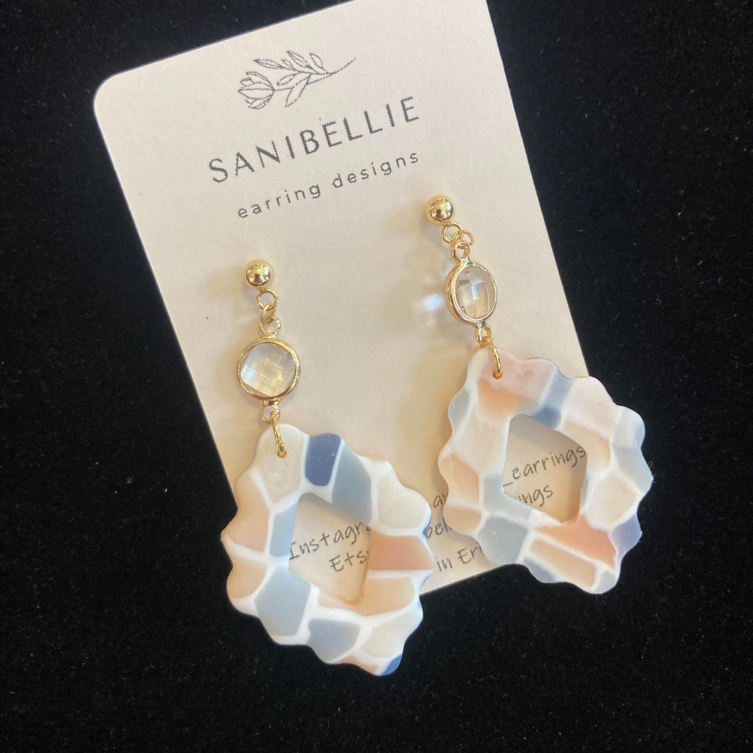 Stained Glass Frame + Crystal Earrings