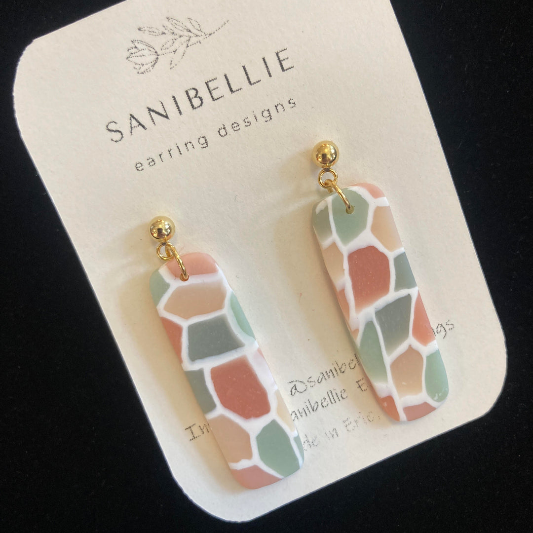 Stained Glass Rectangle Earrings