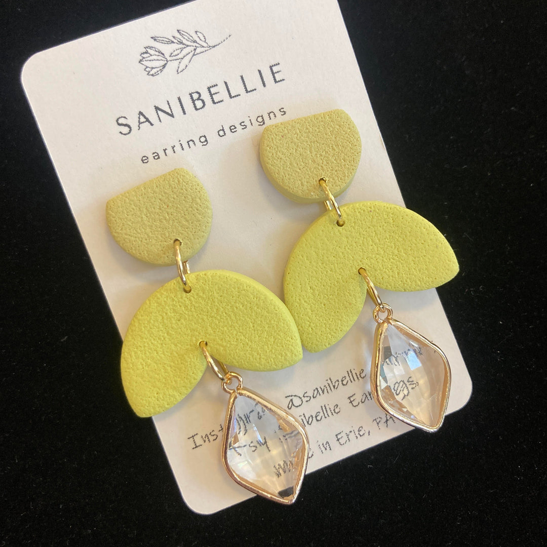 The Grace Earrings Lime with Crystal