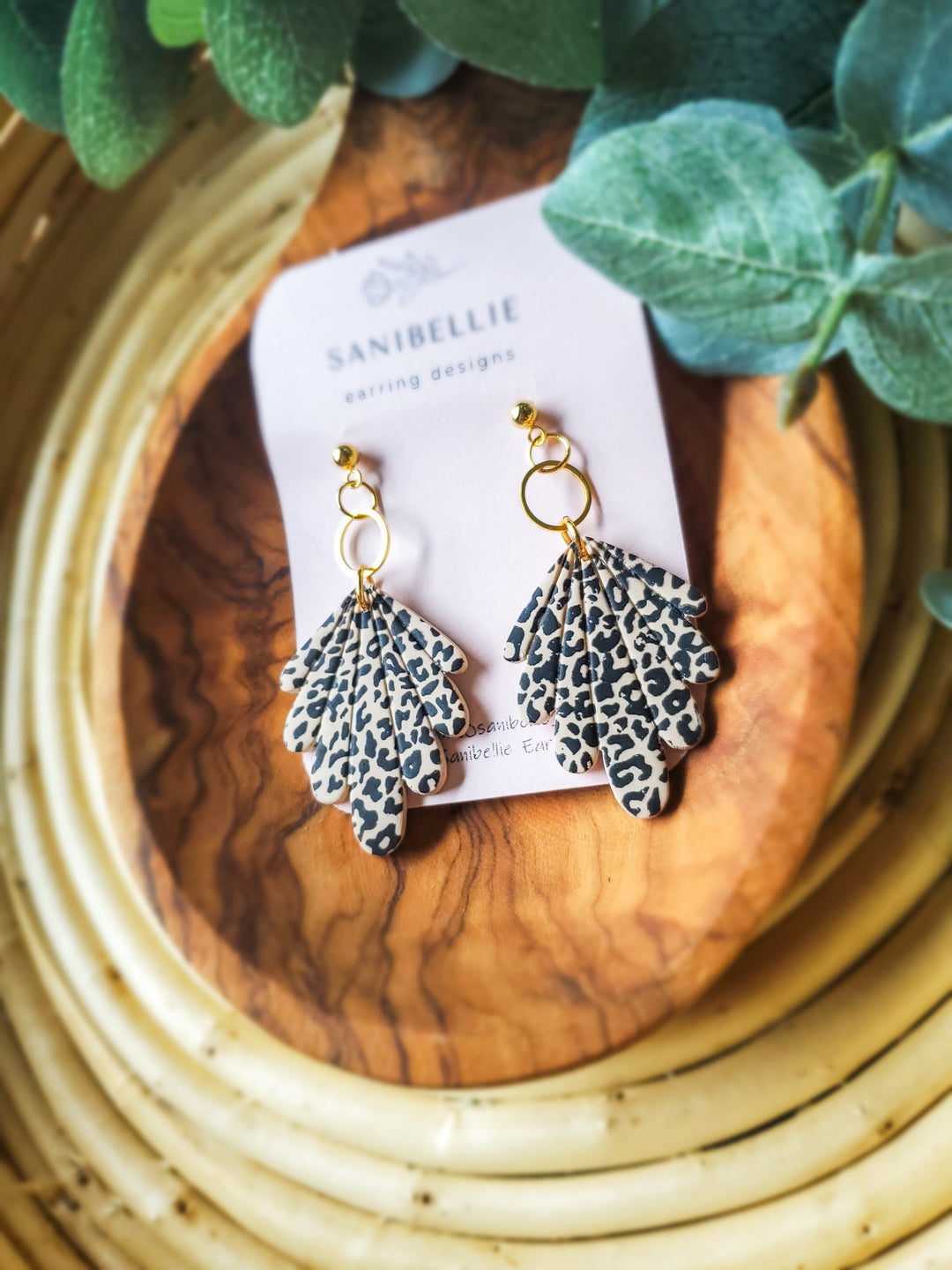Fan Earrings Leopard