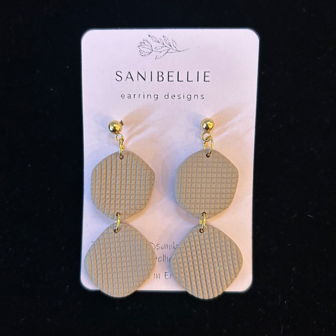 Tan Waffle Knit Earrings