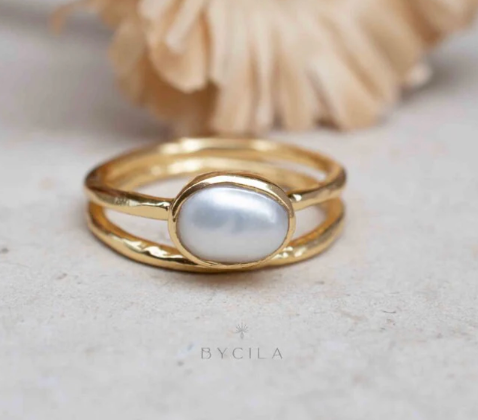 Ezra Fresh Water Pearl Gold Plated Ring