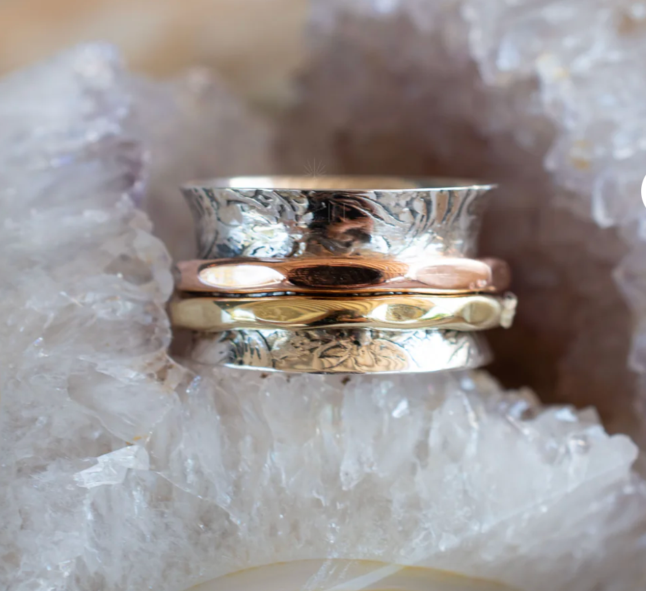 Anita Meditation Ring Bronze Copper Sterling Silver