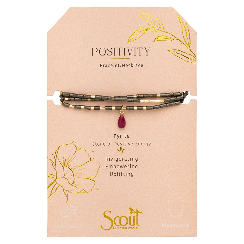 Teardrop Stone Wrap Pyrite /Fuchsia / Gold