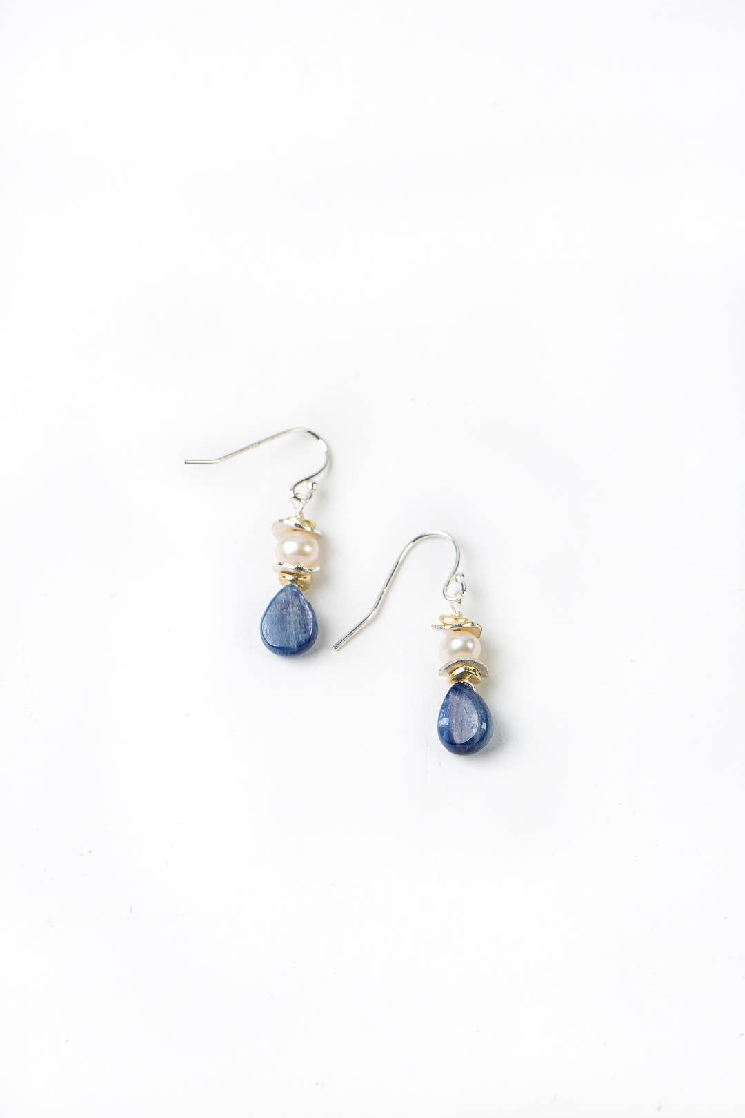 Seaside Kyanite Pearl Dangle Earrings