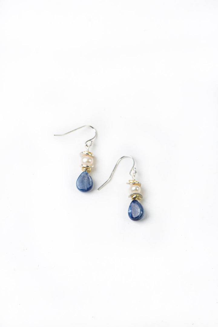 Seaside Kyanite Pearl Dangle Earrings