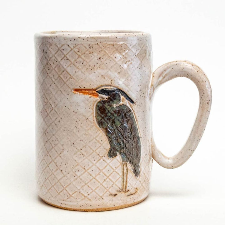 16 oz. Mug Blue Heron White