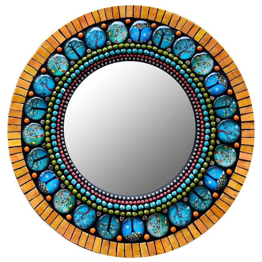 10" Mirror Bohdi Aqua Orange