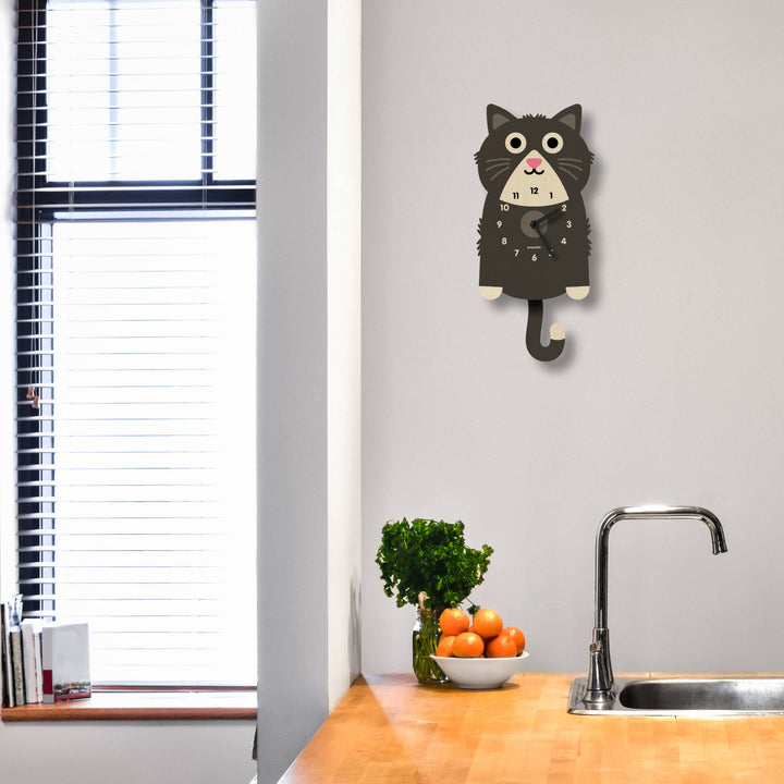 Kitten Pendulum Clock - Orange