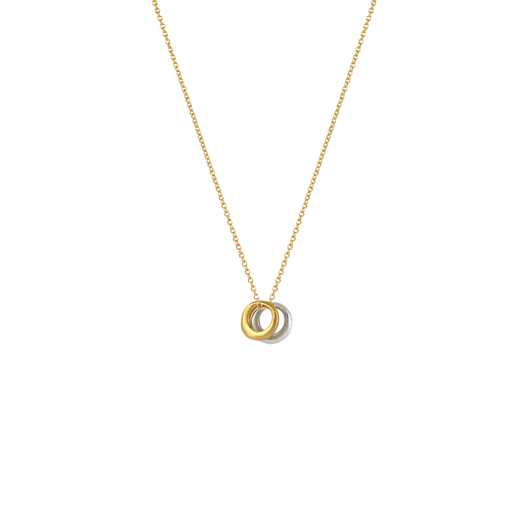 Two Tiny Circles Pendant Necklace in Mixed Metals