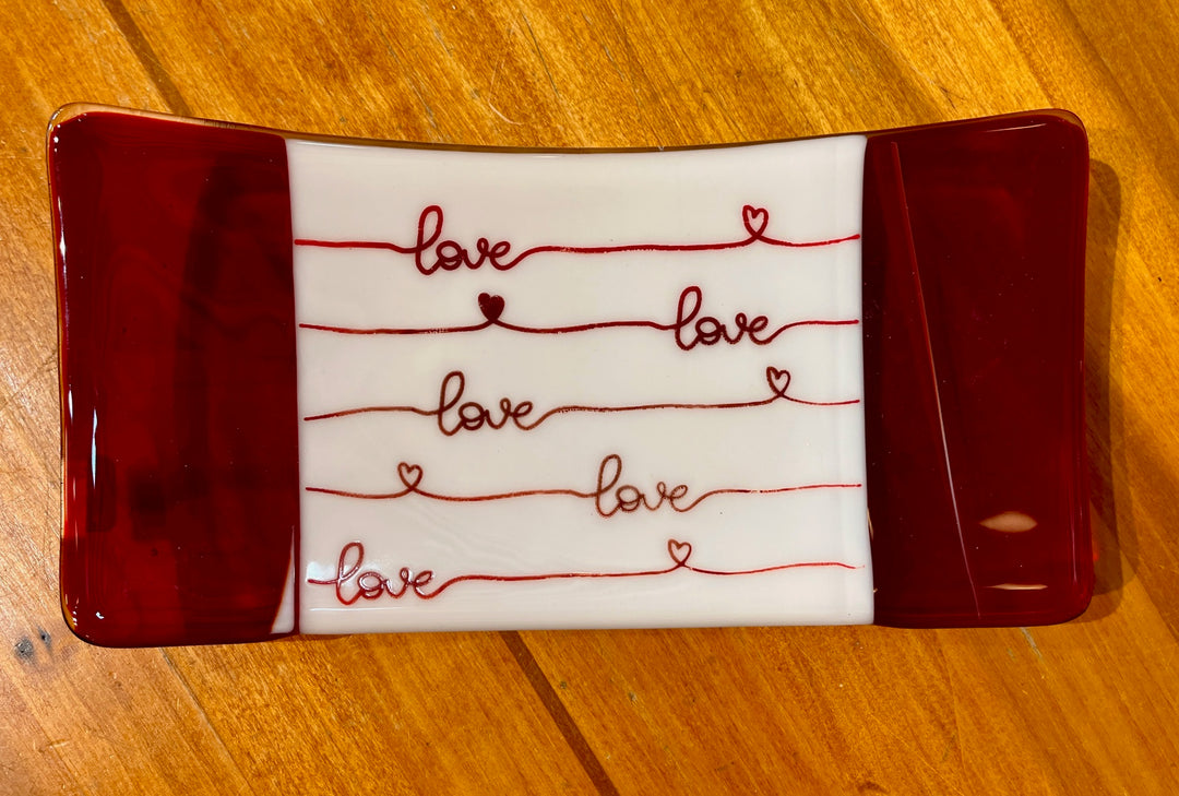 Red & White Love Dish