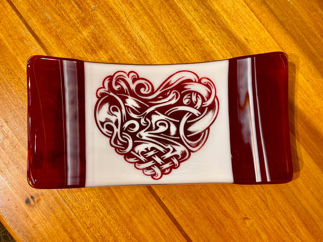 Red & White Heart Dish