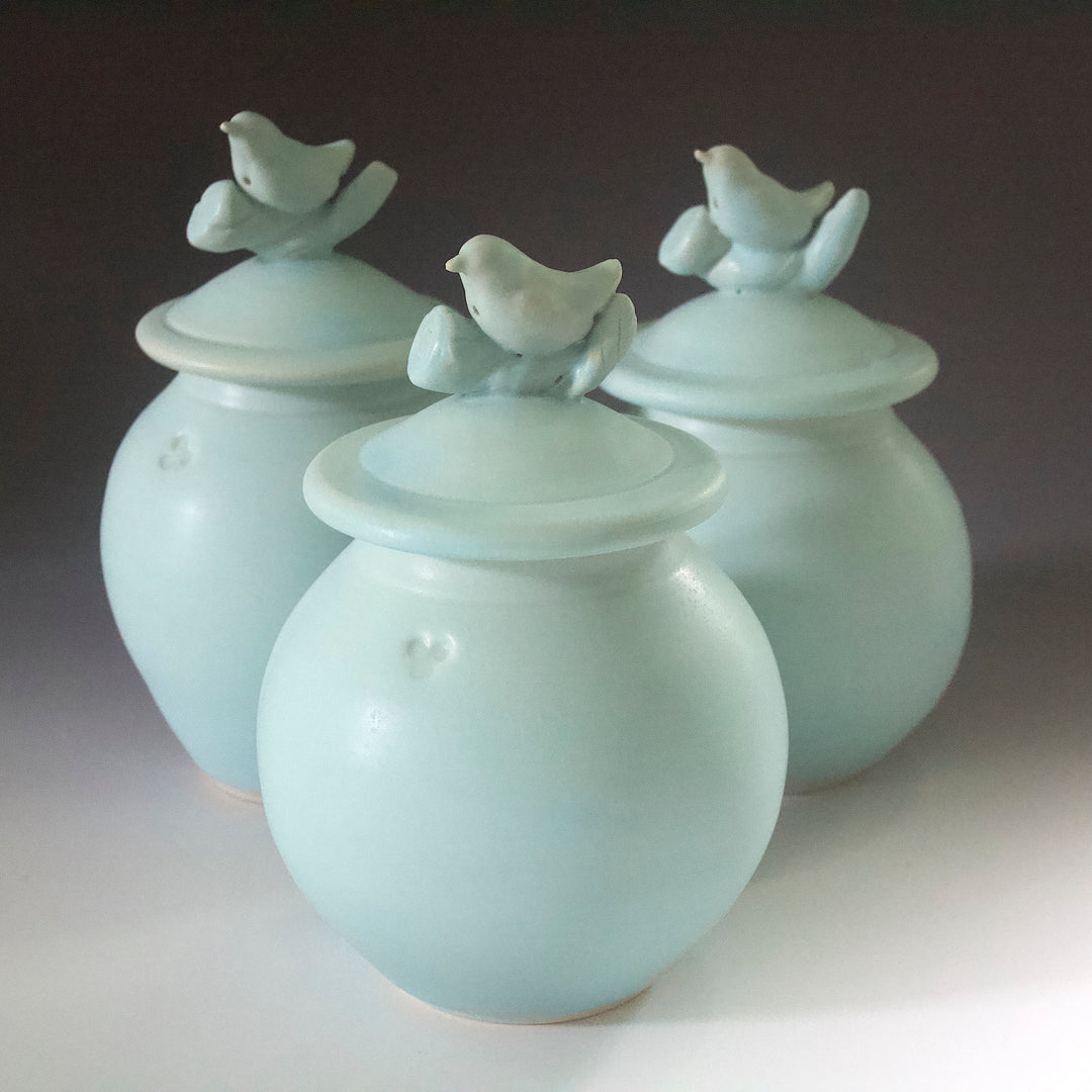 Bird + Branch Jar Matte Soft Blue